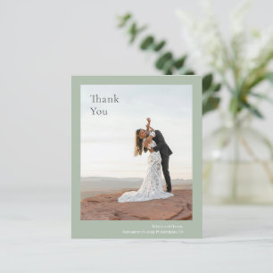 Stilvolle Sage Green Budget Wedding Danke Card