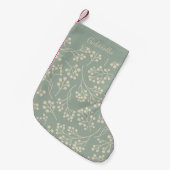 Stilvolle Sage Green Floral Pattern Modernes Bauer Kleiner Weihnachtsstrumpf (Vorderansicht (hängend))