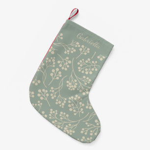 Stilvolle Sage Green Floral Pattern Modernes Bauer Kleiner Weihnachtsstrumpf