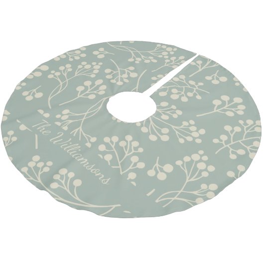 Stilvolle Sage Green Floral Pattern Modernes Bauer Polyester Weihnachtsbaumdecke (Schrägansicht)