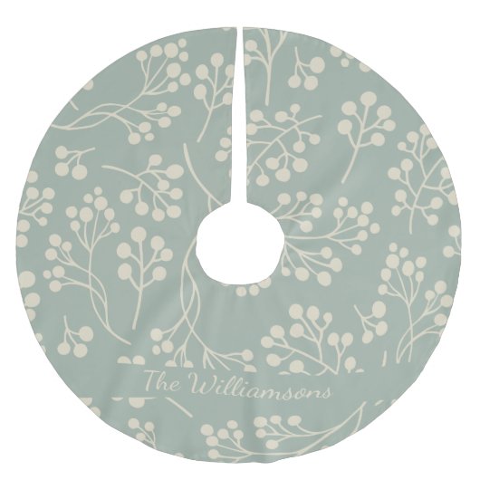 Stilvolle Sage Green Floral Pattern Modernes Bauer Polyester Weihnachtsbaumdecke (Vorderseite)