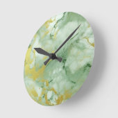Stilvolle Sage Green Gold Marmor Runde Wanduhr (Winkel)