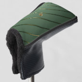Stilvolle Sage Green & Gold Putter Golf Headcover (3/4 Vorderseite)
