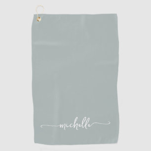 Stilvolle Sage Green Monogram Name Script Golfhandtuch
