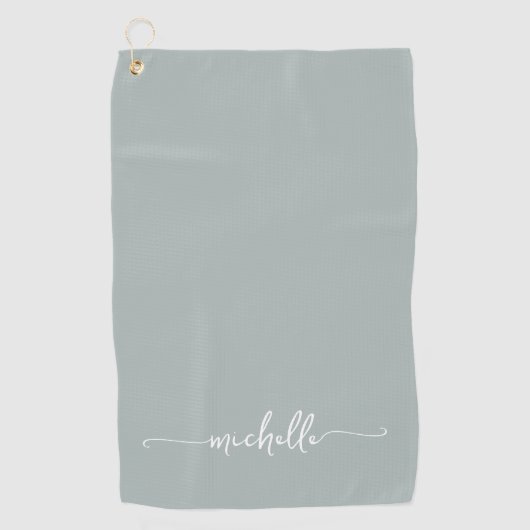 Stilvolle Sage Green Monogram Name Script Golfhandtuch (Vorderseite)