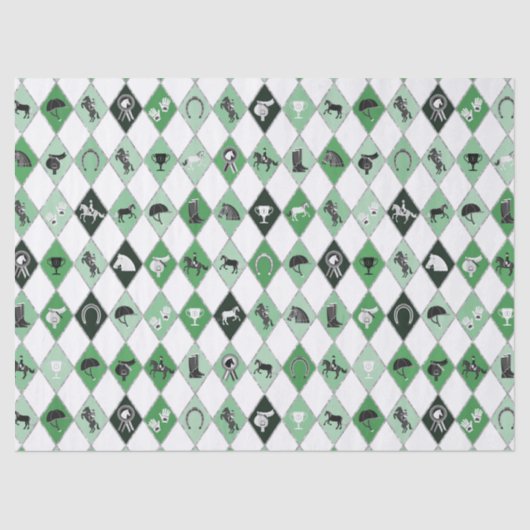Stilvolle Sage Green Reittier Diamond Muster Seidenpapier (Vorderseite)