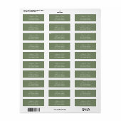 Stilvolle Sage Green Return Address Label (Vorne)
