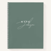 Stilvolle Sage Green Signature Script Monogram Notizblock (Vorderseite)
