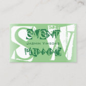 Stilvolle Sage Green und White mit Monogram Modern Visitenkarte (Vorderseite)