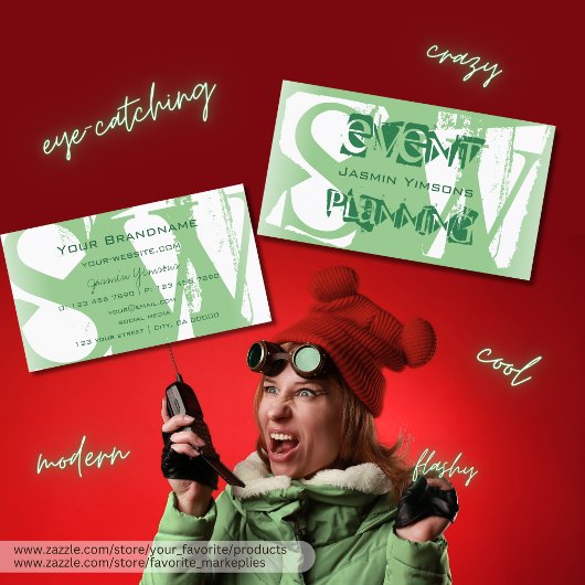 Stilvolle Sage Green und White mit Monogram Modern Visitenkarte