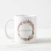 Stilvolle Sage Herbst Blumenreath Mit Monogramm Kaffeetasse (Links)