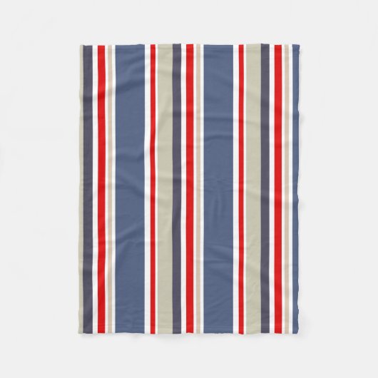 Stilvolle Sailor gestreift Red White Blue Grey Bei Fleecedecke (Vorderseite)