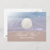 Stilvolle Sand Dollar Beach Hochzeit Vielen Dank Postkarte (Vorne/Hinten)