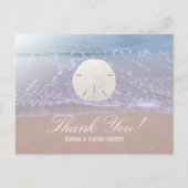 Stilvolle Sand Dollar Beach Hochzeit Vielen Dank Postkarte (Vorderseite)