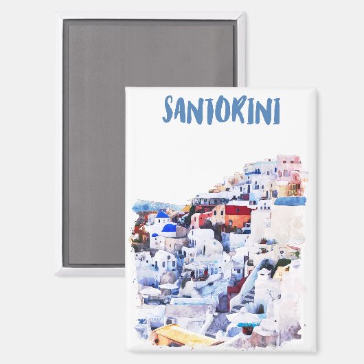 Stilvolle Santorini Griechenland Aquarellmalerei Magnet (Vorderseite/Rückseite)