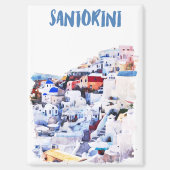 Stilvolle Santorini Griechenland Aquarellmalerei Magnet (Vorderseite)