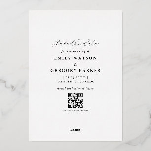 Stilvolle Save-the-Date-Karte mit QR Folieneinladung