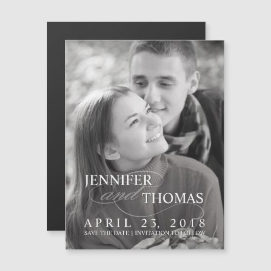 Stilvolle Save the Date Personalisierte Foto Hochz Magneteinladung (Vorne/Hinten)