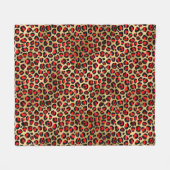 Stilvolle Scarlet Red and Gold Foil Leopard Spots Fleecedecke (Vorderseite (Horizontal))