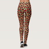 Stilvolle Scarlet Red and Gold Foil Leopard Spots Leggings (Rückseite)