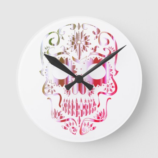 Stilvolle Schädeluhr Runde Wanduhr (Vorderseite)