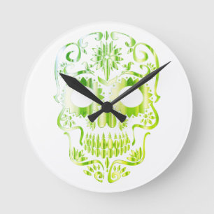 Stilvolle Schädeluhr Runde Wanduhr