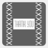 Stilvolle Schere Friseur Tailor Vielen Dank Quadratischer Aufkleber (Vorderseite)