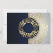 Stilvolle schick blaue goldene geometrische Muster Einladung (Rückseite)