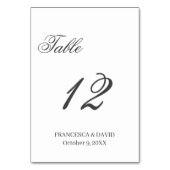 Stilvolle schick Kalligraphie minimalistische Hoch Tischnummer (Vorderseite)