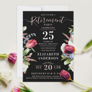 Stilvolle, schicke Black Lavender Wild Blume Retir Einladung
