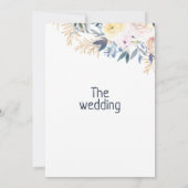 Stilvolle schicke, blaue Elfenbeinblume Einladung (Rückseite)