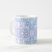 Stilvolle schicke Blume Blau Weiß Kaffeetasse (Vorderseite Links)
