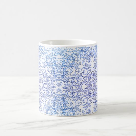 Stilvolle schicke Blume Blau Weiß Kaffeetasse (Mittel)