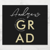 Stilvolle schicke Gold Schwarz und Weiß Grad Moder Schaumweinetikett (Einzelnes Label)