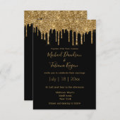 stilvolle schicke Goldtränke-Glitzer Einladung (Vorne/Hinten)