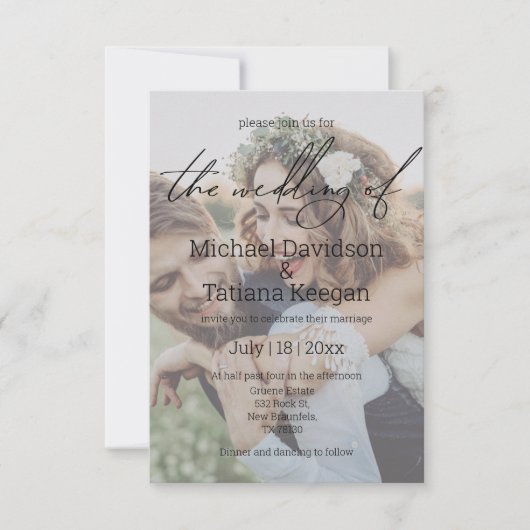 stilvolle schicke Handschrift verblasste Foto Hoch Einladung (Vorderseite)