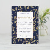 Stilvolle schicke Marineinfanterie mit blühendem G Einladung (Stehend Vorderseite)