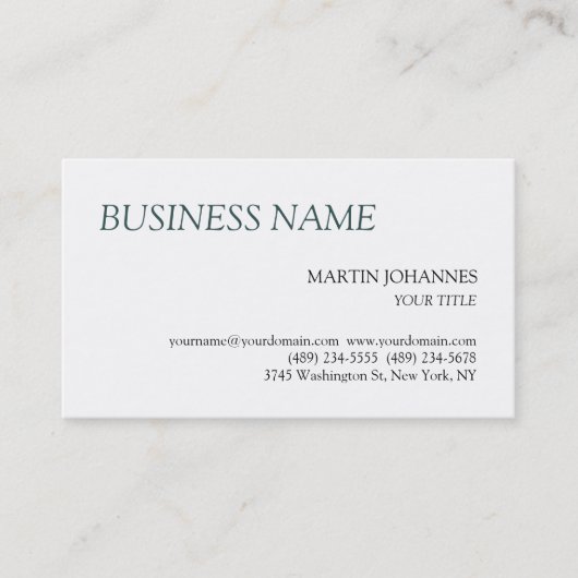 Stilvolle Schiefergraue Schwarz-weiße Visitenkarte (Vorderseite)