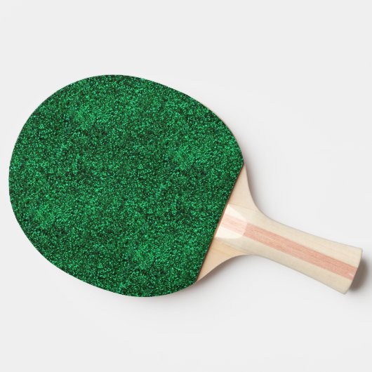 Stilvolle schillernde grüne Sequin-Glitzern Tischtennis Schläger (Seitenansicht)