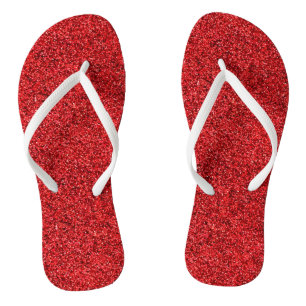 Stilvolle schillernde rote Sequin-Glitzern Badesandalen