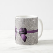 Stilvolle schillernde Sequins, lila Bogen u. Band Kaffeetasse (VorderseiteRechts)
