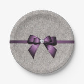 Stilvolle schillernde Sequins, lila Bogen u. Band Pappteller (Vorderseite)