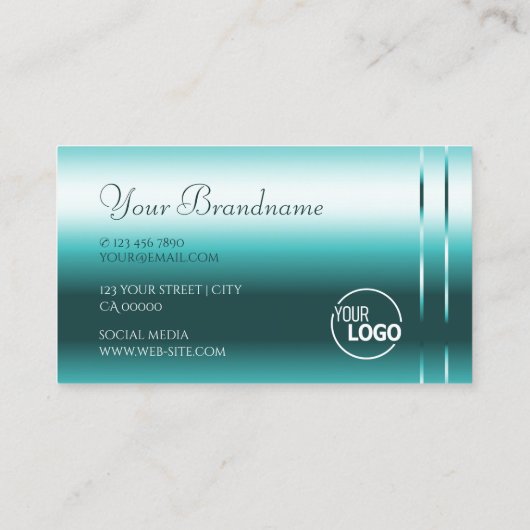 Stilvolle, schimmernde Aquamarine glänzende Diaman Visitenkarte (Rückseite)