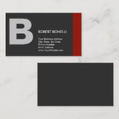 Stilvolle Schlicht Red Gray Monogram Business Card Visitenkarte (Vorne/Hinten)
