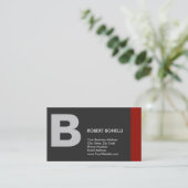 Stilvolle Schlicht Red Gray Monogram Business Card Visitenkarte (Stehend Vorderseite)