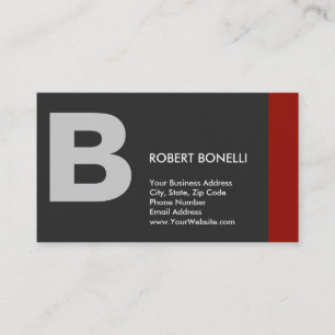 Stilvolle Schlicht Red Gray Monogram Business Card Visitenkarte