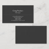 Stilvolle Schlichte Classical Gray Manager Busines Visitenkarte (Vorne/Hinten)