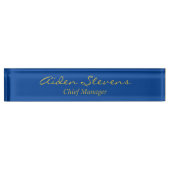 Stilvolle Schlichte Deep Blue Gold Farbe Minimalis Namensplakette (Vorderseite)