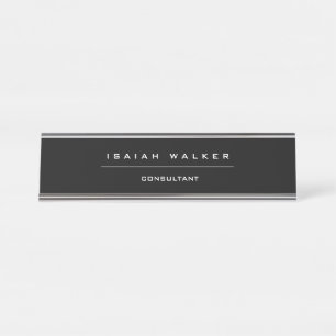 Stilvolle Schlichte, einzigartige Special Black &  Schreibtischnamensplakette