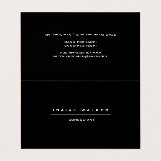 Stilvolle Schlichte, einzigartige Special Black &  Visitenkarten (Außenseite Aufgefaltet)